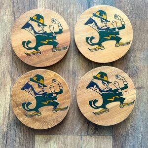 UV printed Acacia wood Notre Dame Fighting Irish coaster set